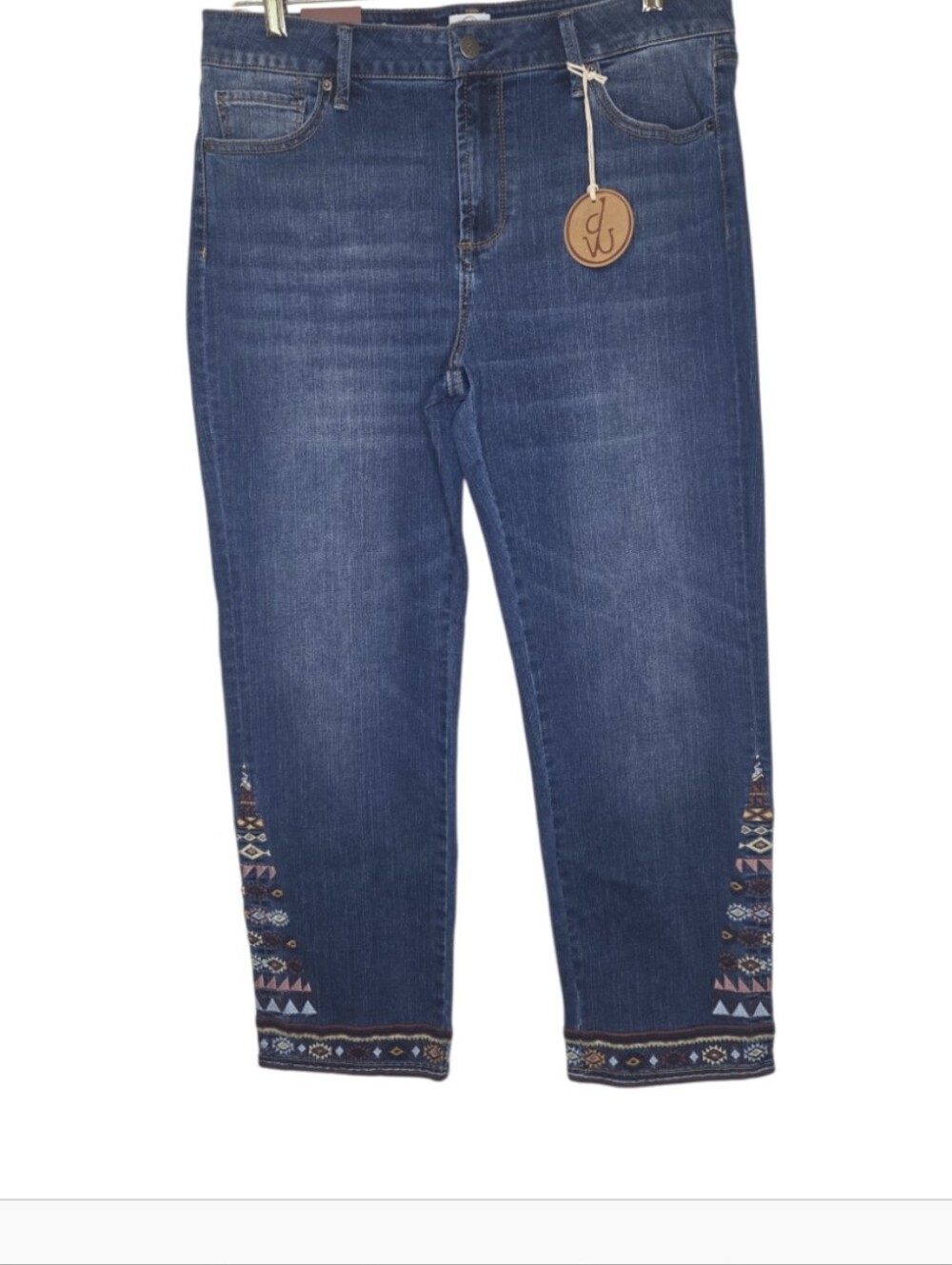 Driftwood Charlotte Southwestern Native American Cropped Straight Leg Jeans 14